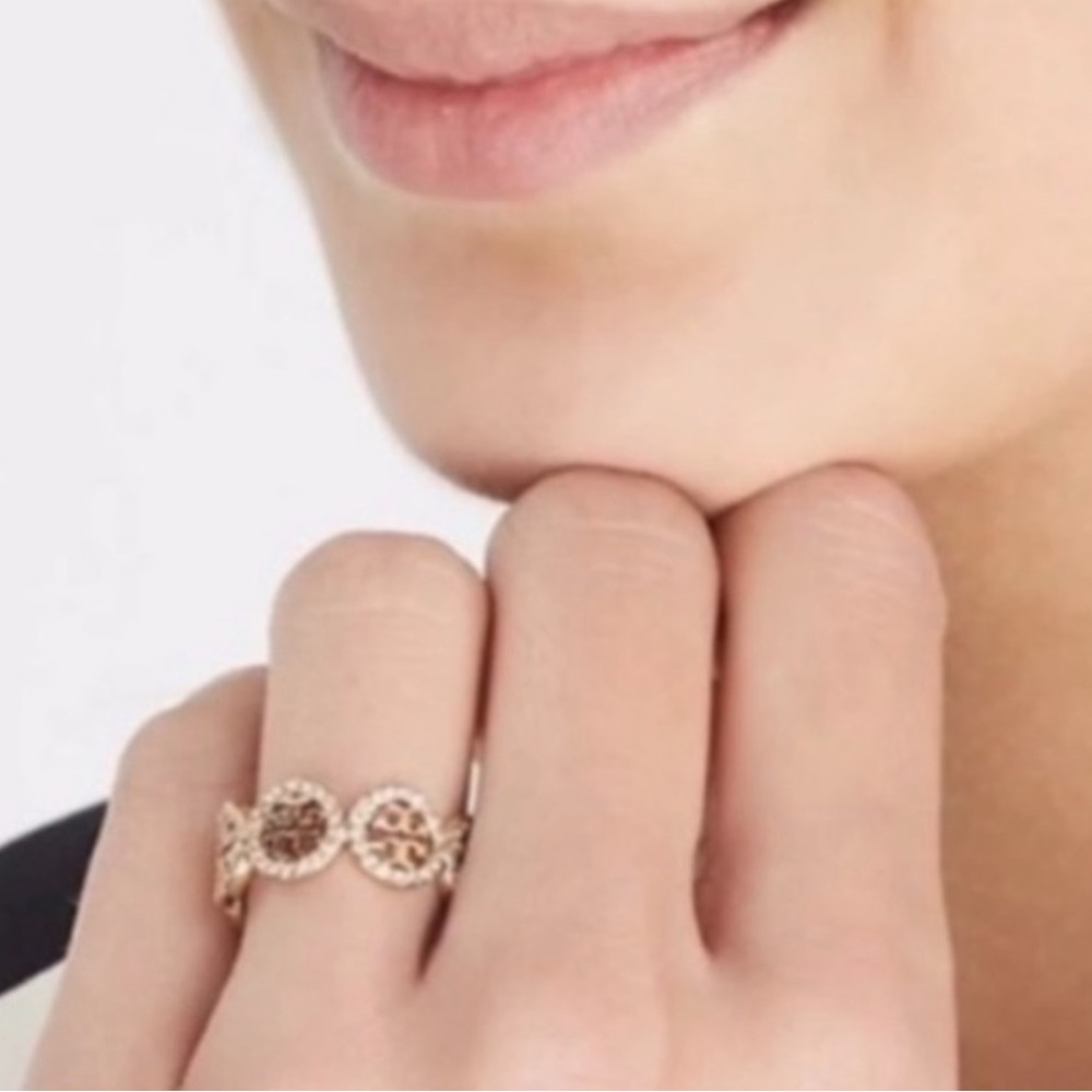 Tory Burch gold pave Logo Ring - Picture 7 of 7